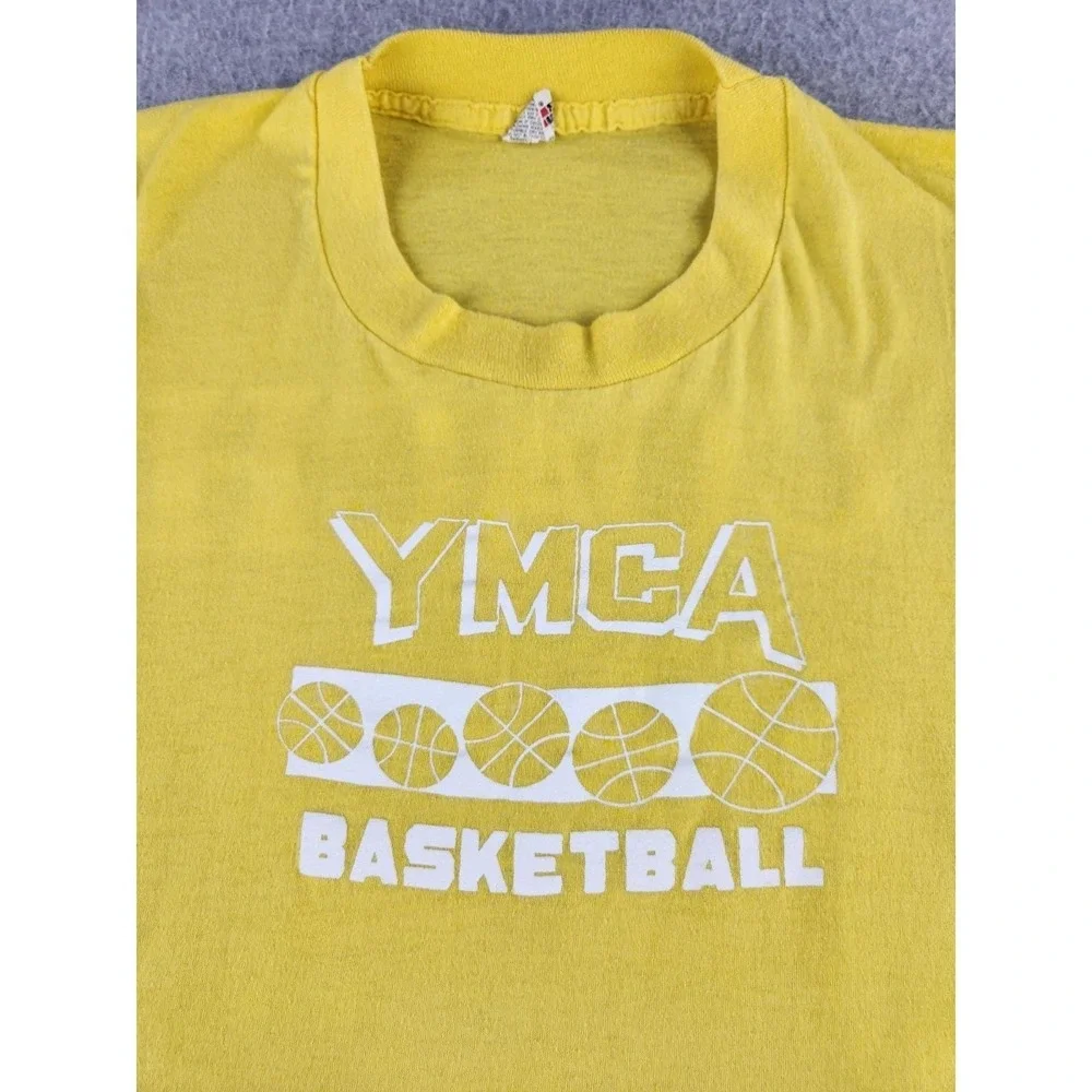 Vintage YMCA Basketball Shirt Single‎ Stitch Coach Tee Screen Stars XL Medium